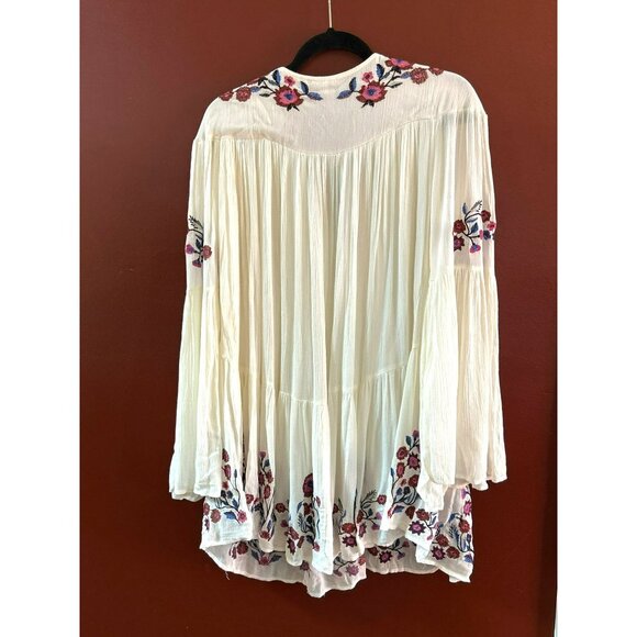Free People Women's White Embroidered Fairy Boho Romantic Mini Dress XS Feminine - Picture 4 of 4
